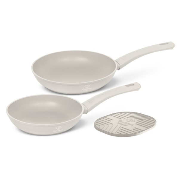 Zestaw patelni Fashion TV FTV-0079 Matte Cream Gold z podkładką do kuchni