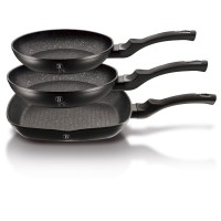 Zestaw patelni Berlinger Haus Black Silver BH-6157 z powłoką granitową do smażenia