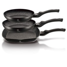 Zestaw patelni Berlinger Haus Black Silver BH-6157 z powłoką granitową do smażenia