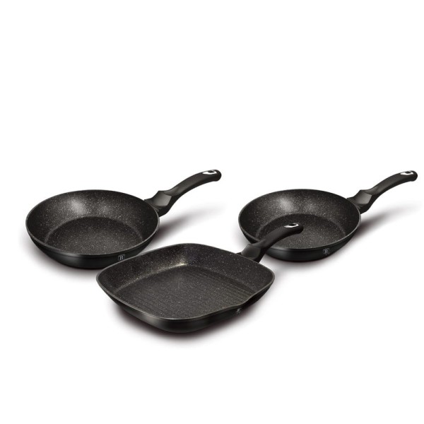 Zestaw patelni Berlinger Haus Black Silver BH-6157 z powłoką granitową do smażenia