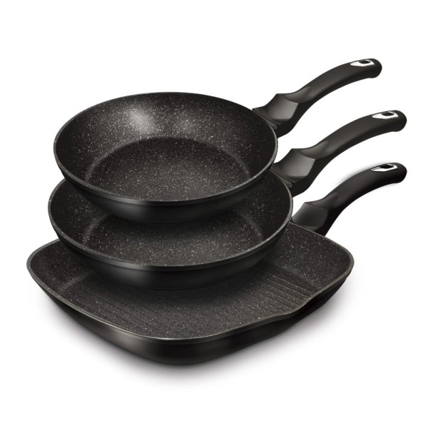 Zestaw patelni Berlinger Haus Black Silver BH-6157 z powłoką granitową do smażenia