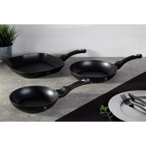 Zestaw patelni Berlinger Haus Black Silver BH-6157 z powłoką granitową do smażenia