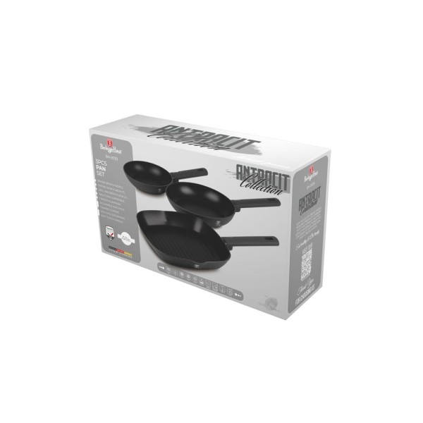 Zestaw patelni do kuchni Berlinger Haus Antracit BH-8139 20/24/28 cm tytanowy