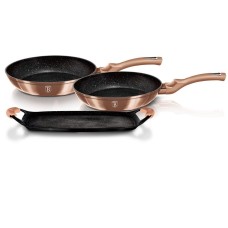 Zestaw patelni Berlinger Haus Metallic Line Rose Gold BH-1669 z płytą do smażenia granitowy