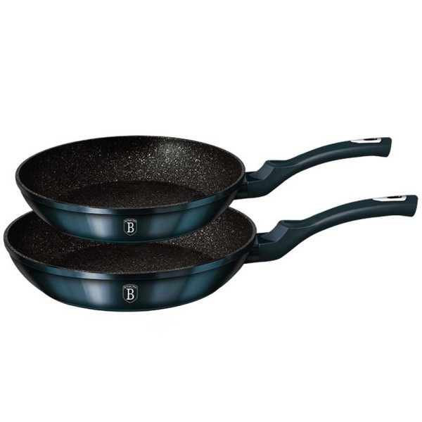 Zestaw patelni Berlinger Haus Aquamarine 22 i 26 cm, granitowe powłoki, do smażenia