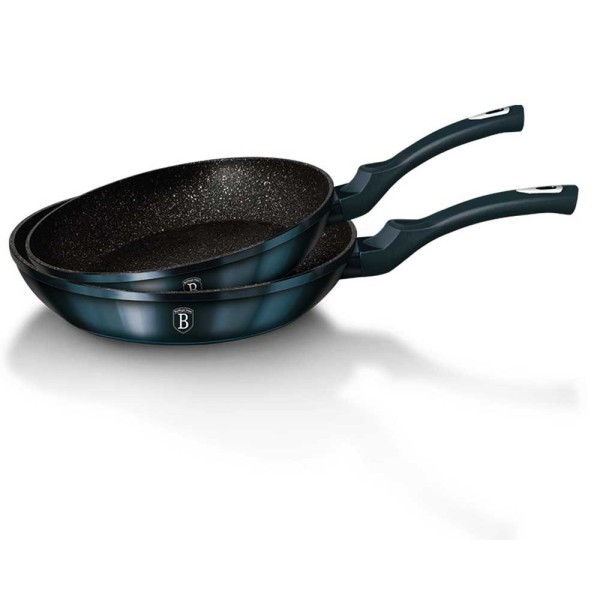 Zestaw patelni Berlinger Haus Aquamarine 22 i 26 cm, granitowe powłoki, do smażenia