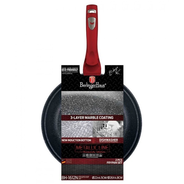 Zestaw patelni Berlinger Haus BH-1612 Burgundy granitowych do smażenia
