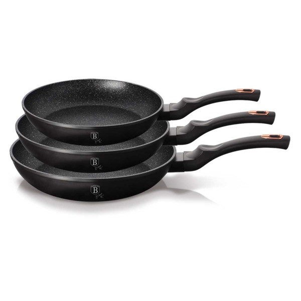 Zestaw patelni Berlingerhaus Black Rose BH-6158 3 szt granitowych do smażenia