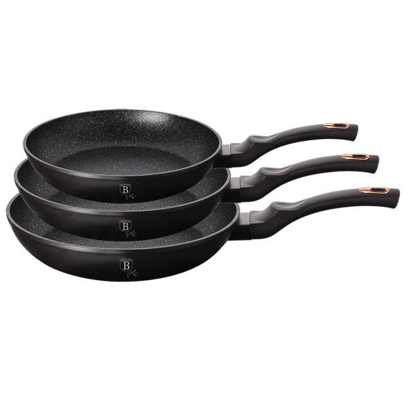 Zestaw patelni Berlingerhaus Black Rose BH-6158 3 szt granitowych do smażenia