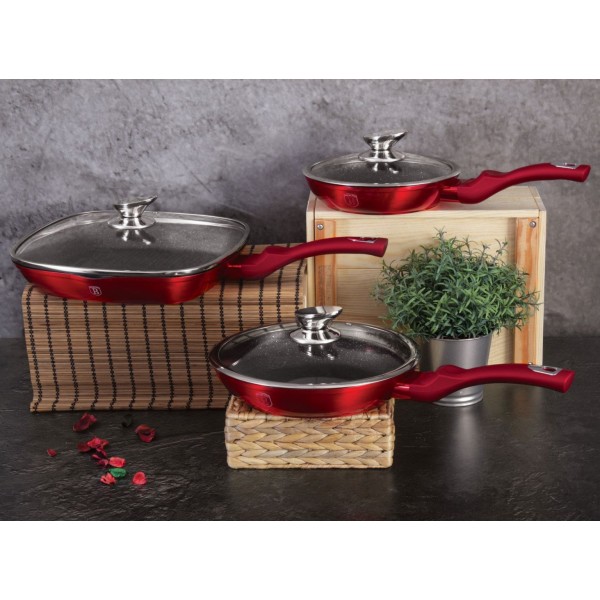 Zestaw patelni Berlinger Haus Black Burgundy BH-6189 granitowych 3 sztuki