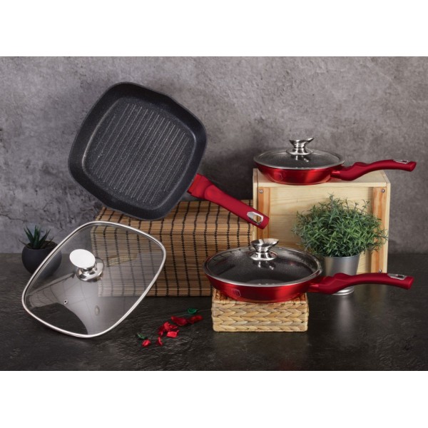 Zestaw patelni Berlinger Haus Black Burgundy BH-6189 granitowych 3 sztuki