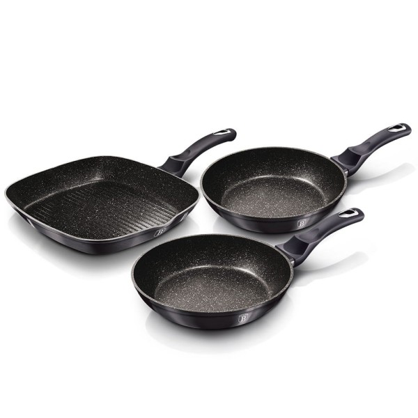 Zestaw patelni Berlinger Haus Metallic Line Carbon Pro 20/24/28 cm granitowy