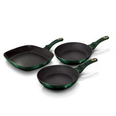 НАБІР З 3 ТИТАНОВИХ СКОВОРОДИН BERLINGER HAUS METALLIC EMERALD BH-6167