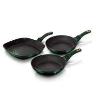 Zestaw patelni Berlinger Haus Metallic Emerald BH-6167 tytanowych do smażenia 3 elementy