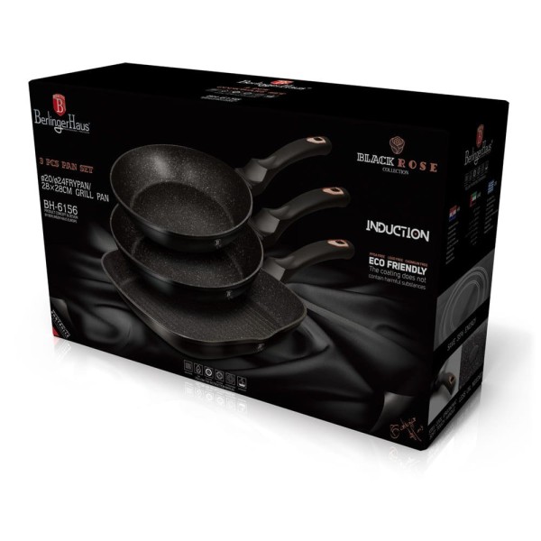 Zestaw patelni Berlinger Haus Black Rose 3 elementy 20/24/28 cm do smażenia