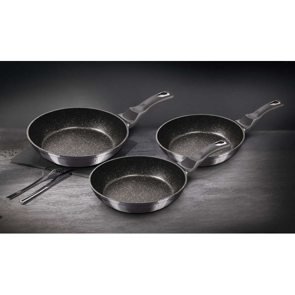 Zestaw patelni Berlinger Haus BH-6903 Carbon Pro granitowych 3 sztuki