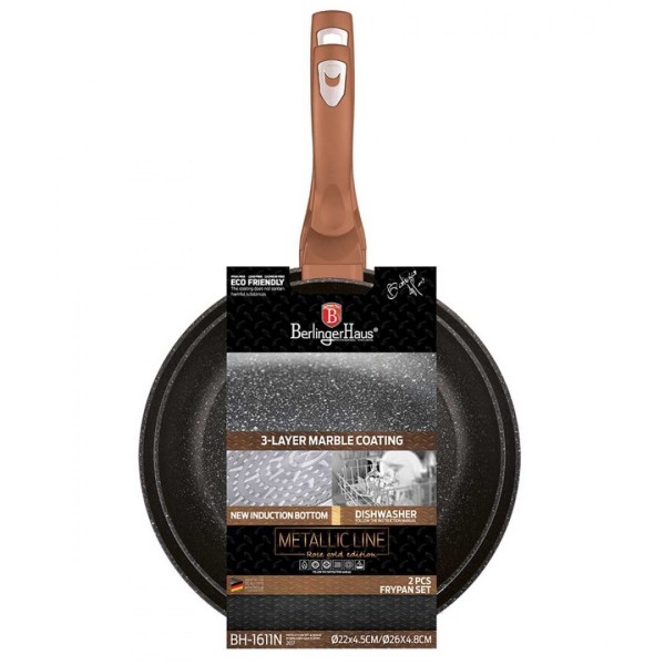 Zestaw patelni Berlinger Haus Rose Gold BH-1611 granitowych, 2 elementy