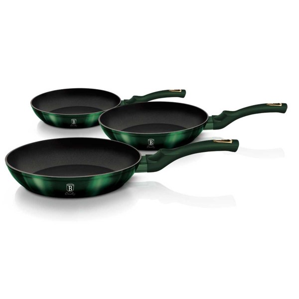 Zestaw patelni Berlinger Haus Metallic Emerald BH-6168 granitowych 20/24/28 cm do smażenia