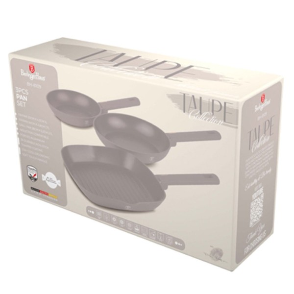 Zestaw patelni Berlinger Haus BH-8109 Taupe z powłoką tytanową do smażenia