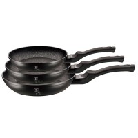 Zestaw patelni Berlinger Haus Black Silver BH-6159 z powłoką granitową 3 elementy do smażenia