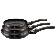 Zestaw patelni Berlinger Haus Black Silver BH-6159 z powłoką granitową 3 elementy do smażenia