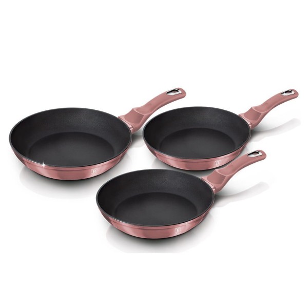 Zestaw patelni granitowych Berlinger Haus Metallic Line i-Rose 20/24/28 cm do smażenia
