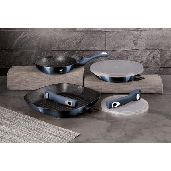 Zestaw patelni Berlinger Haus Metallic Aquamarine BH-7049 z powłoką granitową 3 elementy