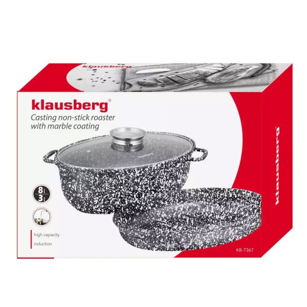 Brytfanna Klausberg KB-7367 marmurowa 8L 38cm do pieczenia z pokrywą