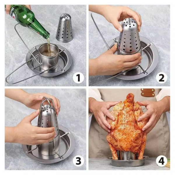 STOJAK DO PIECZENIA KURCZAKA Z OCIEKACZEM I AROMATYZEREM KINGHOFF KH-1880