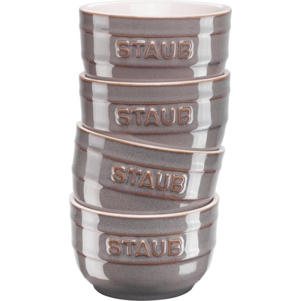 Набір рамекинів, Staub, XS-Minis 4 шт. 9 см, круглі, античний графіт — для запікання і подачі десертів