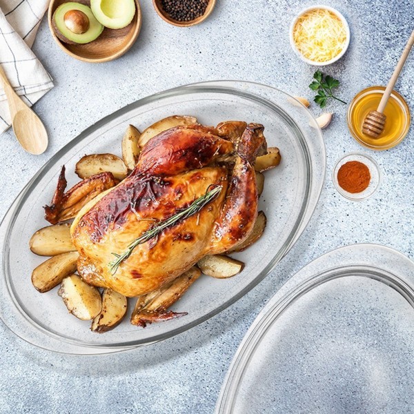 Форма для запікання, Orion, 127034, скляна з кришкою 33×20×13 см (3 л) — для духовки та сервірування