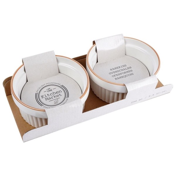 Стравниці та запіканки, EXCELLENT HOUSEWARE, Miseczki do zapiekania 11 см 275 мл, biały 2‑elementowy комплект