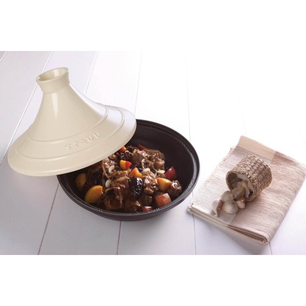 Naczynie do zapiekania Staub Tajine 20 cm beżowo-czarne