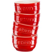 Набір для запікання, Staub, XS-Minis 4 ramekins 9 см, круглі червоні (для десертів та соусів)