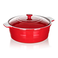NACZYNIE CERAMICZNE GARNEK Z POKRYWĄ DO ZAPIEKANIA 26 cm 3L BANQUET CULINARIA