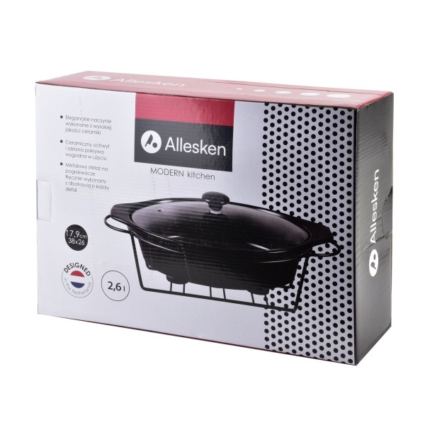 Naczynie z podgrzewaczem Modern Kitchen 2,6L czarne do serwowania