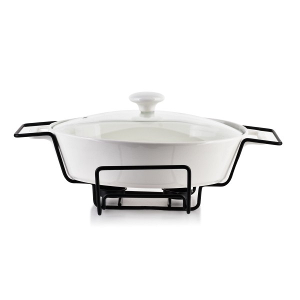 Naczynie z podgrzewaczem Modern Kitchen 1,6L gładkie białe do serwowania