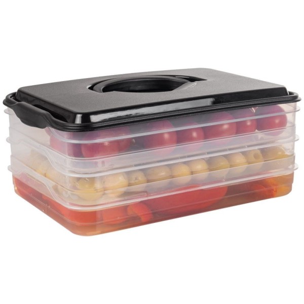 Контейнер для сирів і ковбас, Vilde 122617, 3 рівні органайзер 3×600 мл, для холодильника