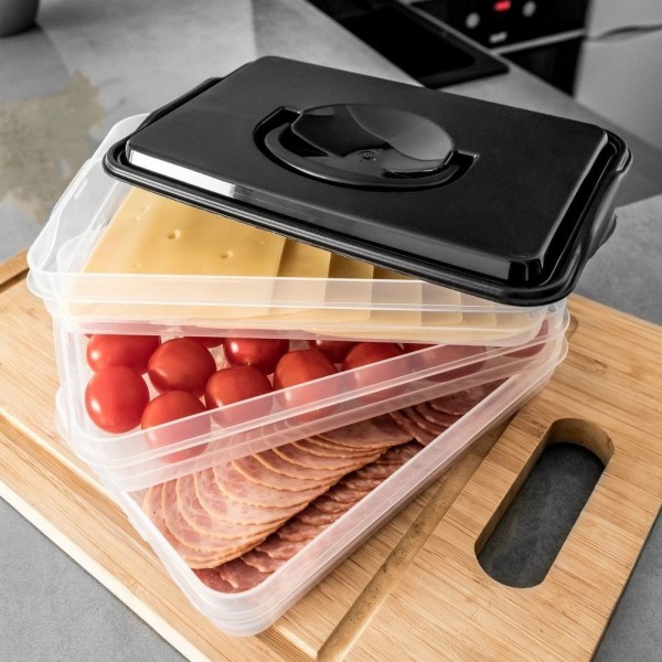 Контейнер для сирів і ковбас, Vilde 122617, 3 рівні органайзер 3×600 мл, для холодильника