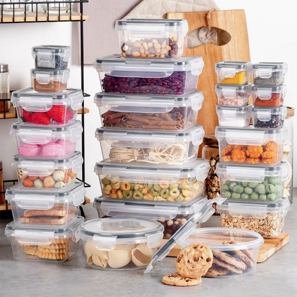 Набір контейнерів VILDE 229159, Пластикові 24 шт. (7 розмірів) — для зберігання їжі в холодильнику та для пікніка