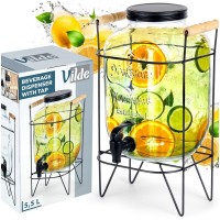 Диспенсер для напоїв, VILDE, 5.5 л Słoik з краном і чорним стендом — для води та лимонаду 139601