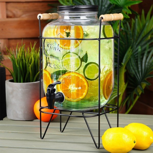 Диспенсер для напоїв, VILDE, 5.5 л Słoik з краном і чорним стендом — для води та лимонаду 139601