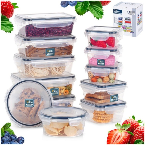 Набір контейнерів VILDE 229158, пластикові 5 розмірів, для зберігання їжі, 12 ел.