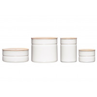 Контейнер RIESS Pure White 0,5 л з дерев'яною кришкою — для зберігання сипучих продуктів на кухні