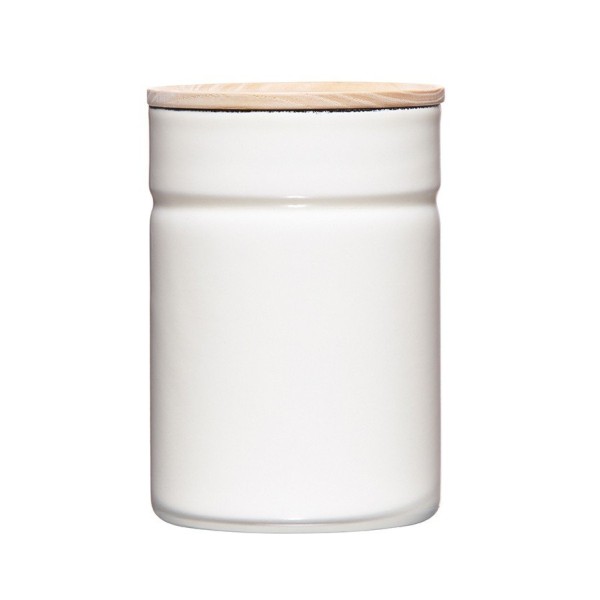Контейнер RIESS Pure White 0,5 л з дерев'яною кришкою — для зберігання сипучих продуктів на кухні