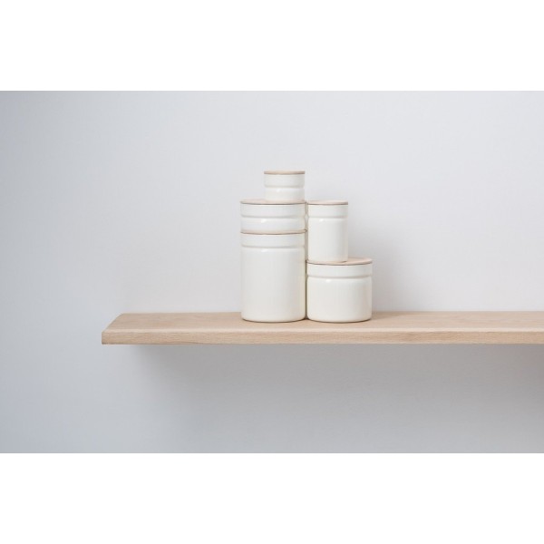 Контейнер RIESS Pure White 0,5 л з дерев'яною кришкою — для зберігання сипучих продуктів на кухні