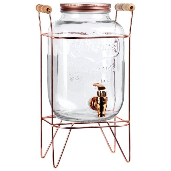 Диспенсер для напоїв, Vilde, 4.2L Słoik z kranikiem stojakiem, рожево-золото, 4.2 л