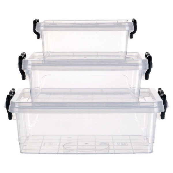 Контейнери для зберігання, ORION 126025, пластикові з кришками, набір 3 шт. (0.6/1.2/2 л)