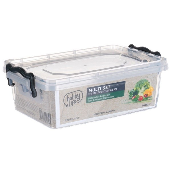 Контейнери для зберігання, ORION 126025, пластикові з кришками, набір 3 шт. (0.6/1.2/2 л)