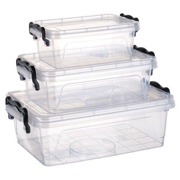 Контейнери для зберігання, ORION 126025, пластикові з кришками, набір 3 шт. (0.6/1.2/2 л)